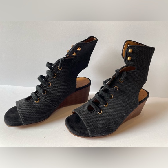 Chloe- Black Canvas Montreal Wedge - Picture 1 of 6